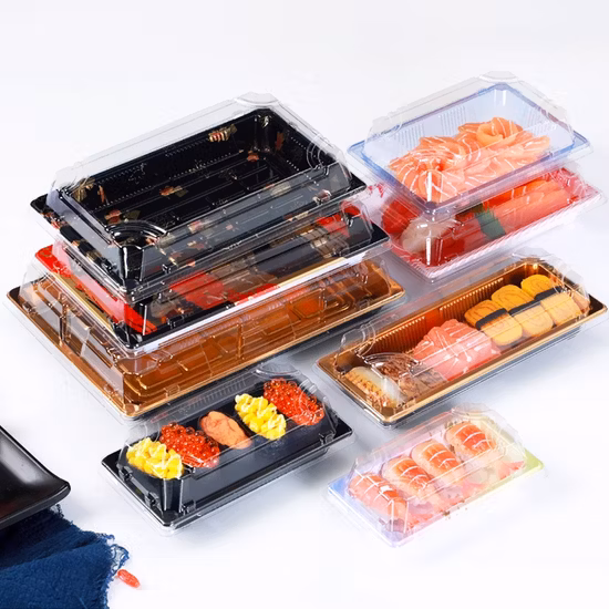 Plateaux à Sushi de Protection divisés en plastique recyclable professionnel, offre spéciale pour récipient alimentaire